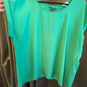 Wet Seal Teal Short-Sleeve Keyhole Blouse
